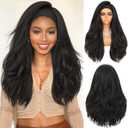 Lady Miranda 26 Inch Yaki Wavy Headband Wigs for Black Women Wear and Go Kinky Straight Headband Wig with Layered Blowout Texture Lightweight Glueless Half Wig Natural Looking Synthetic Wig