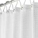 Creative Scents Fabric White Shower Curtain for Bathroom - 72 x 84 Spa, Hotel Luxury Matt Waffle Weave Square Design, Water Repellent, 230 GSM Weighty Cloth, for Decorative Bathroom Curtains