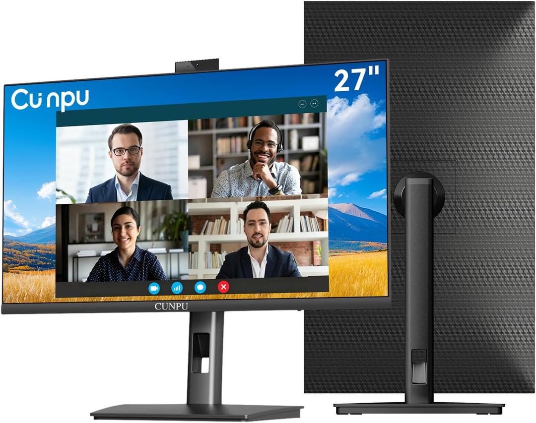 CUNPU 27" Monitor with Camera, 5MP Webcam QHD Monitor with Mic & Speakers