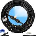 Misting Cooling System, DIY 49.2 FT(15M) Misting Line +15 Brass Mist Nozzles+ a Brass Connector(3/4'') Outdoor Mister System for Patio Waterpark Garden Trampoline Greenhouse