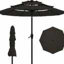 9FT 3 Tiers Patio Umbrella With Auto Tilt And Crank, Outdoor Table Market Umbrella with 8 Sturdy Ribs for Garden, Lawn, Deck, Backyard and Pool