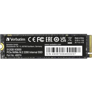Verbatim 512GB SSD Vi3000 Internal Solid State Hard Drive PCIe NVMe M.2 2280