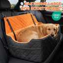 Large Dog Car Seat Up to 55lbs - Foam Dog Booster Seats for Large/2 Small Dogs, High Depth Car Pet Seat with Storage Pocket & 2 Safety Leash, Portable Cat Travel Beds, 1-inch, Black