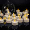 50Pcs Tea Lights Candles Battery Operated: Realistic LED Flameless Tea Light Candle Steady Battery Tealights Long Lasting Flickering Fake Candles Christmas Gifts Home Decoration (Pack of 50, Warm Yellow)