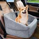 NEEZUKAR Dog Car Seat for Small Dogs,Detachable Washable Dog Booster Seat for Medium Dogs Under 30lbs, Pet Car Seat Travel Bed with Storage Pockets and Dog Safety Belt (Grey)