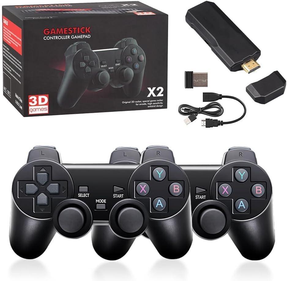 Retro gaming console, 40,000+ Games, 40+ Emulators, Video games, Dual Controllers, Plug & Play (Game Stick X2-128G)