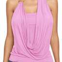 Floerns Women's Summer Going Out Tops Draped Front Cowl Neck Halter Tops Beaded Backless Sleeveless Y2k Tank Tops (Pink, XS)
