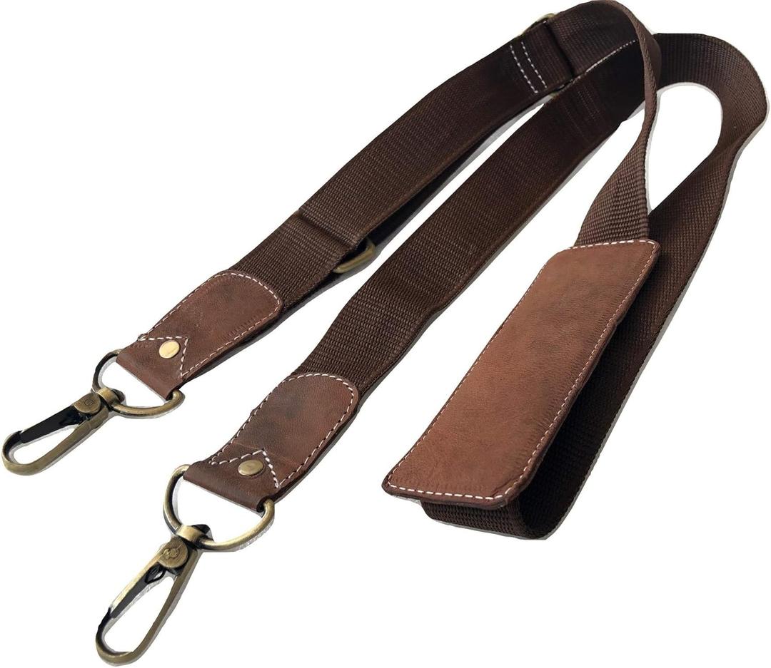 Shoulder Strap, 52" Universal Replacement Laptop Shoulder Camera Strap Luggage Duffel Adjustable Comfortable Blet with Metal Hooks for Briefcase Computer Messenger Bag Laptop Notebook Case,Brown
