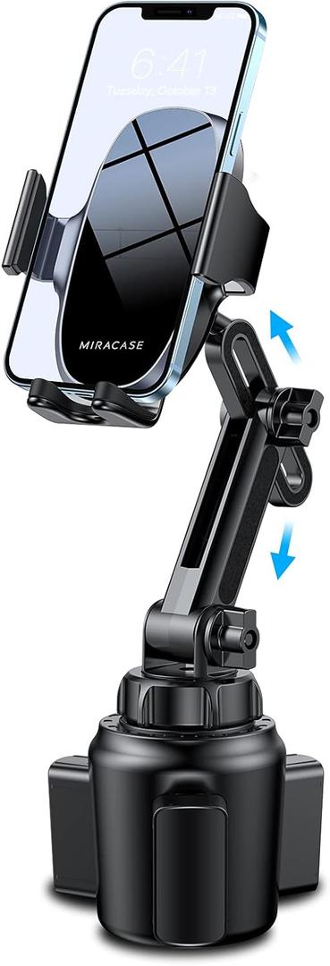 Miracase [Upgraded Version] Cup Phone Holder for Car, Universal Adjustable Long Neck Car Phone Mount Cradle Friendly Compatible with iPhone Samsung Google and All 4.0-7.0 inches Smartphones (Black)