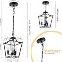 Lantern Pendant Light Black Pendant Light Fixtures 3-Light Black Lantern Pendant Lights, 9.4" Adjustable Farmhouse Pendant Lighting for Kitchen Island Dining Room Foyer
