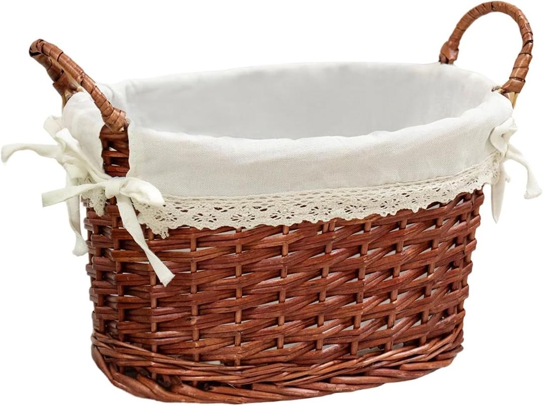 Wicker Storage Basket Oval Storage Basket Natural Decoration Coffee Crafts 13 * 9 * 7.5 INCHES