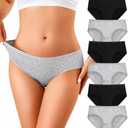 OLIKEME Womens Underwear Cotton Hipster Panties Low Rise No Show Briefs Soft Stretch Breathable Ladies Panties 6 Pack Size S