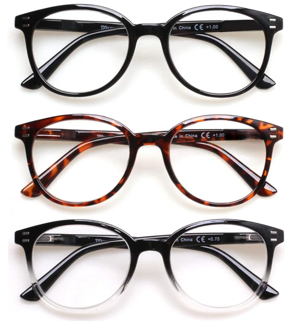 3 Pack Reading Glasses Spring Hinge Stylish Readers Black/Tortoise for Men and Women (3 Mix, +2.25)