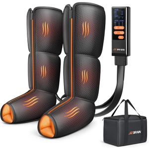 Leg Massager with Heat and Compression : Foot and Calf Massager for Circulation and Pain Relief, Sequential Compression Boots with 6 Modes, 9 Intensity, 3 Heat