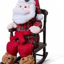 Christmas Animated Decoration Rocking Chair Santa Claus Plush, 18inch Talking Santa Decor, Animatronic Collectible Figurines with Sing, Mouth Move, Illuminated Face, Sitting Xmas Gift for Indoor, Home