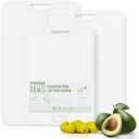 TPU Cutting Board for Kitchen, Safe Chopping Boards Set of 3, Non Slip Flexible Cutting Boards with Juice Groove, Knife Mark Resistant Chopping Mat, 2 Sided Cutting Mats, BPA Free, Dishwasher Safe (White-3 Pack)