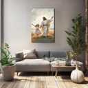 XWNLTEPK Dancing Day Christian Painting Jesus With Girl Christian Wall Art Bible Jesus Dancing With Little Girl Print Canvas Wall Art Poster (12x16inFramed, a24)