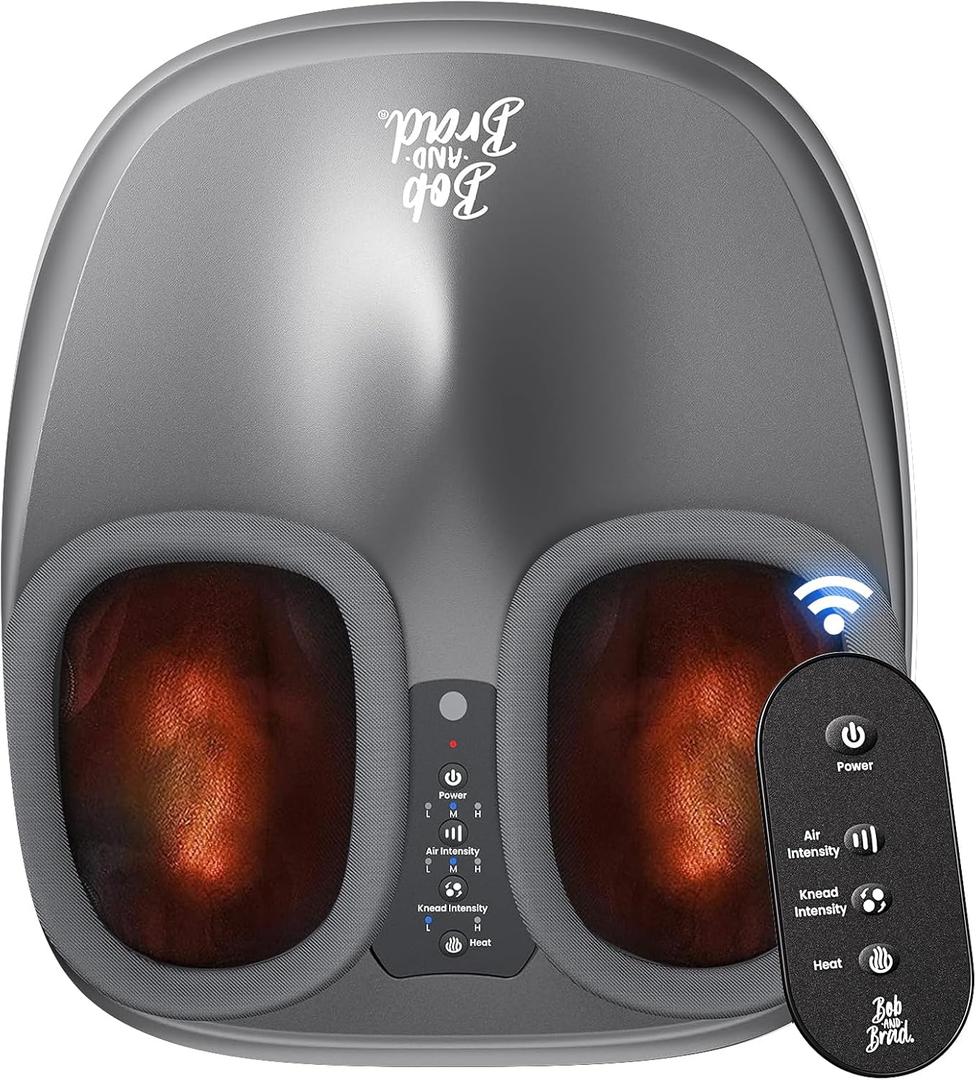 BOB AND BRAD Shiatsu Foot Massager with Heat and Remote,FSA Eligible HSA Deep Kneading Electric Feet Massager for Plantar Fasciitis, Fits US Size 12 (Dark Gray)