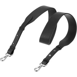 uxcell Leather Purse Strap, Adjustable Crossbody Replacement Straps for Handbags, Shoulder Bag (Black, Silver Clasp)