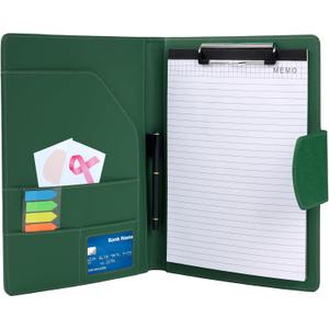 A4 Leather Portfolio,All-in-One Folder Legal Pad Padfolio,Business Interview Legal Organizer with Magnetic Closure,Resume Folder Binder with Luxury Papers,Sticky Tab,Pen for Men & Women,Retro Green