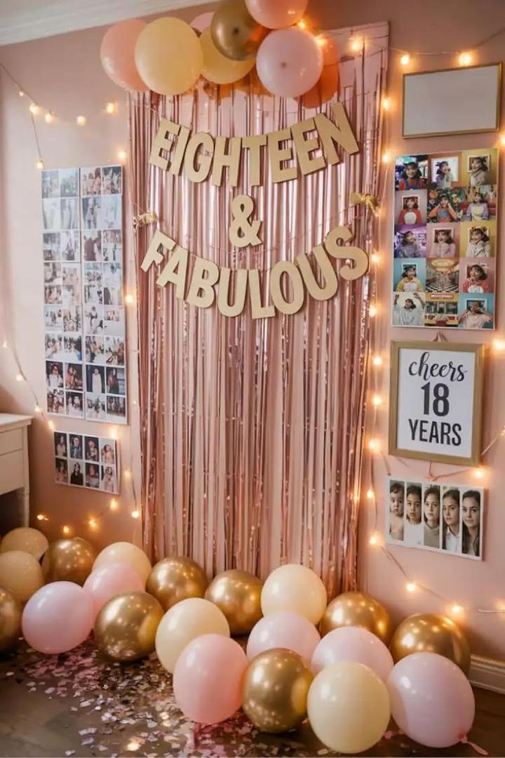 Pre-Strung Eighteen & Fabulous Gold Glitter Banner - Happy 18th Birthday Party Banner - 18th Wedding Anniversary Decorations - Milestone Birthday Party Decorations