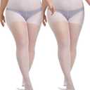 MERYLURE 2 Pairs Plus Size Sheer Tights for Women, 20D Soft Sheer Queen Stockings Control Top Pantyhose Reinforced Toes (5X-Large-6X-Large)