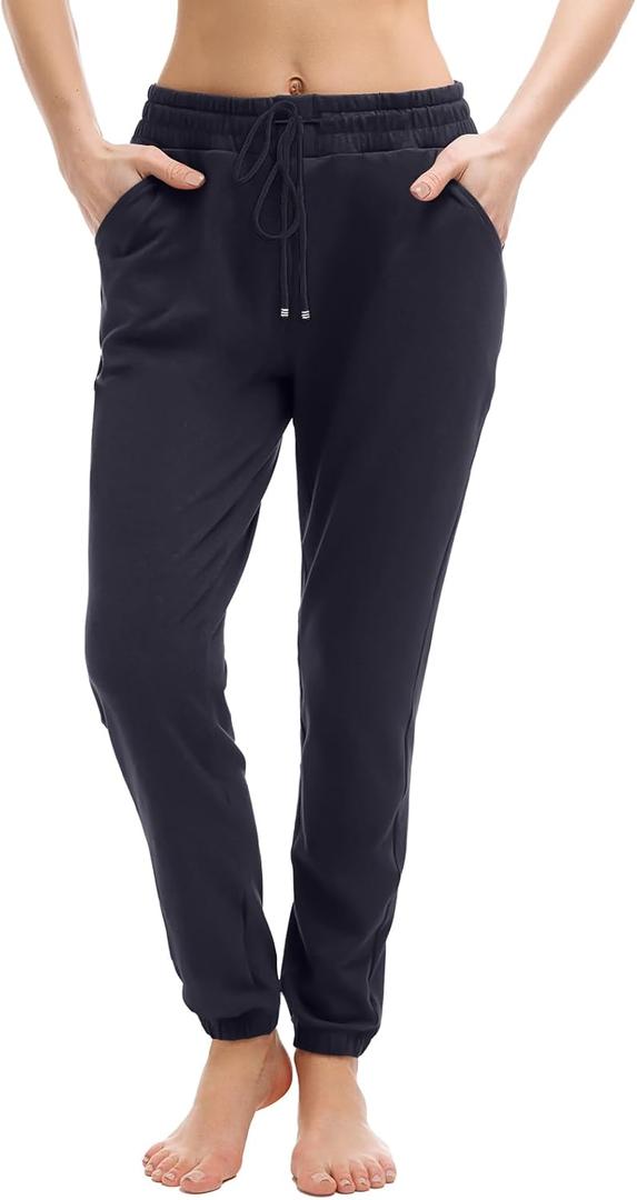 Walifrey Womens Joggers with Pockets, Drawstring Sweatpants Women for Lounging Jogging Gym and Workout Navy, 1 Pack Navy S