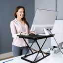 Standing Desk Converter, Height Adjustable Sit Stand Desk Converter, Fully Assembled Monitor Desk Riser for Standing or Sitting, Black, Pattern, 23.6" x 15.75"