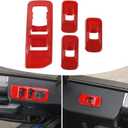 Voodonala Red Window Lift Panel Switch Covers for 2015 2016 2017 2018 2019 2020 Ford F150(4pcs/Set)