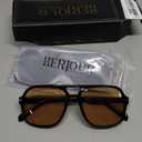 Retro Trendy Square Aviator Sunglasses Womens Mens 70s Classic Vintage Oversized Sun Glasses AR82173 (Black+black/Light Red)