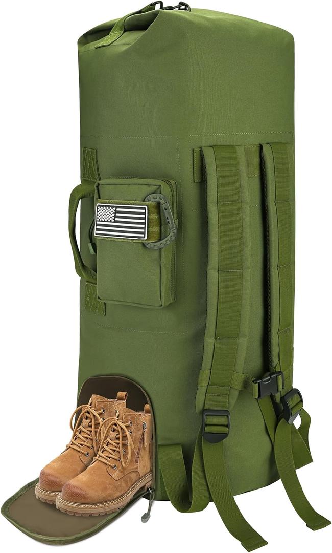 MOZETO 110L Extra Large Sea Bag, Military Duffle Bag with Backpack Straps Heavy Duty Army Duffle Bag for Camp, College Dorm or Laundry Bag