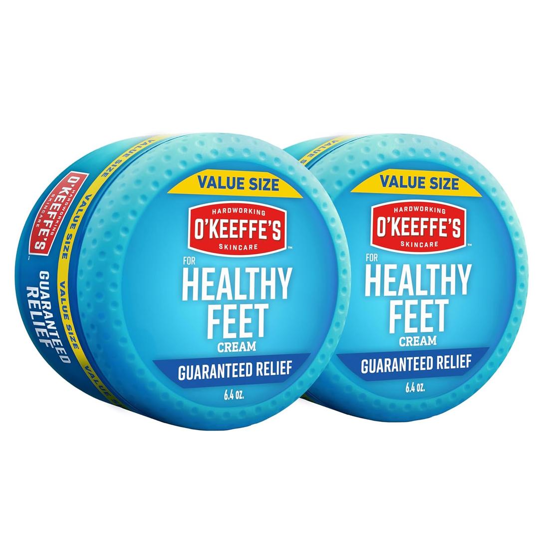 O'Keeffe's for Healthy Feet Foot Cream - 6.4 oz Jar (2 Pack) - Guaranteed Relief for Extremely Cracked, Dry Feet, Repairing Skincare, Instantly Boosts and Retains Moisture Levels