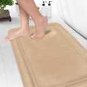 ITSOFT Memory Foam Bath Mat 31x20, Non Slip, Machine Washable, Quick Dry & Absorbent Rugs, Bath Mats for Bathroom Floor, Tub & Shower, Bathroom Rug, Beige