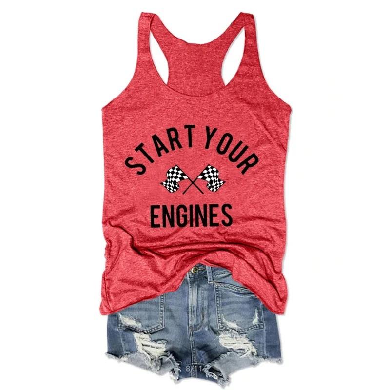 Start Your Engines Tank Top, Pink, XXL