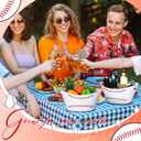 Teenyyou 6 Pcs White Baseball Plastic Ice Bucket Drink Cooler Bulk 4.5l Oval Storage Basket Tub with Handles for Summer Sport Birthday Party Decoration Supplies