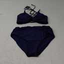 ZAFUL Twist High Waisted Bikini for Women Cross Lace Up Bathing Suit Ruched Bikini Swimsuits Tummy Control Swimwears (Large, 0-solid Navy)
