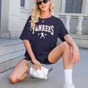 Game Day Shirt Baseball Shirts Women Oversized Baseball Team Graphic Tshirt Baseball Fan Shirt Casual Short Sleeve Tee Tops (Blue, S)