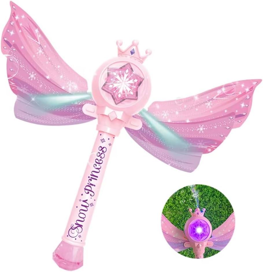 Bubble Wand for Kids, Bubble Machine with Light & Music, Outdoor Party Toy for Girls Ages 3 4 5 6 7 8 9, with Bubble Solution, 10 Bags Bubble Liquid and 3 AA Batteries, Princess Toy for Toddlers