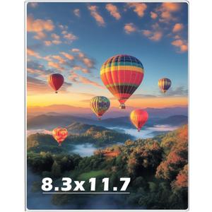 8.3 x 11.7 Acrylic Picture Frame, Horizontal/Vertical Clear Photo Frame for Wall with Tape, No Drilling Floating Hanging Frameless Picture Frame, Wall Mount Sign Holder for Home, School, Office