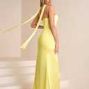 EYNMIN Women's Tube Maxi Dress with Scarf Satin Strapless Elegant Long Formal Wedding Guest Dresses (Yellow, M)