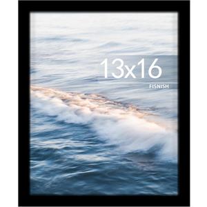 13x16 Picture Frame, Classic Black Poster Frame for Horizontal or Vertical Wall Mounting, 1 Pack