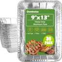 Thickened 30 Pack Heavy Duty Aluminum Foil Pans, 9x13 Disposable Aluminum Tin Foil Pans for Baking Roasting & Chafing, Half Size Steam Table Deep Pans, Extra Cake & Oven Pan