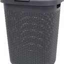 seii 120446 Rattan Style Basket with Lid, 13.2 Gallons (50 L), Gray, Horizontal Basket, Storage, Laundry, Rattan Style (50L, grey (grey marl))