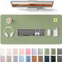 YSAGi Leather Desk Protector, Office Mat, Large Mouse Mat, Non-Slip PU Leather Blotter, Laptop Desk Mat, Waterproof Writing Pad for Office and Home (Bamboo Green, 31.5" x 15.8")