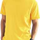 EKLENTSON Men's Cotton Crewneck T-Shirts Short Sleeve Plain Tee Moisture Wicking Casual Tshirts Solid Color (Large, Yellow)