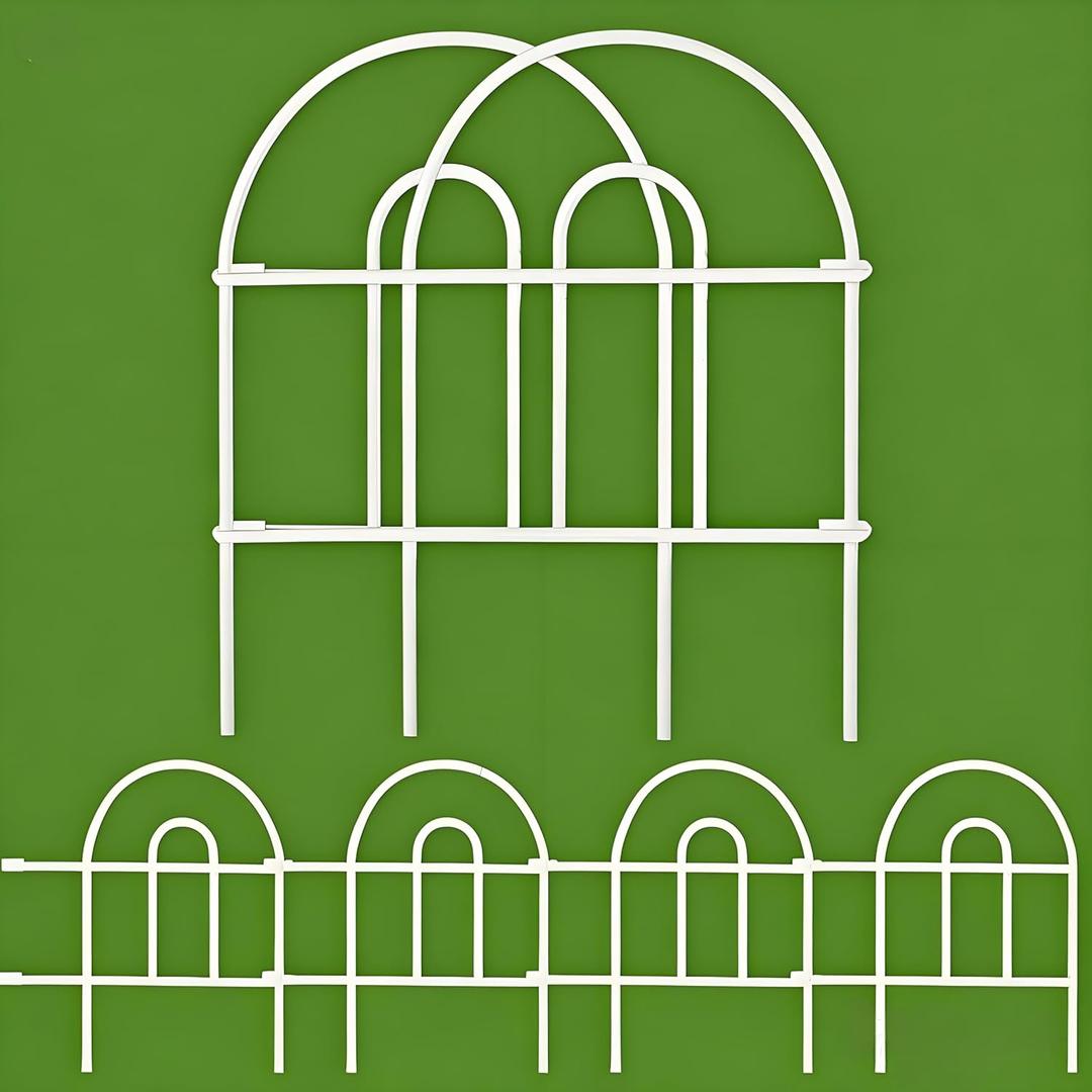 AMAGABELI 35 Panels 18in(H)50ft(L) Decorative Garden Fence No Dig Rustproof Metal Pre-Linking Fence Panels Garden Edging Border Animal Barrier Fencing for Flower Beds Yard Patio Outdoor Decor White