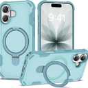 Compatible with iPhone 17 Case 6.3'' with Magnetic Ring Stand [Military Drop Protection][Compatible with MagSafe] Shockproof 17 Phone Case for Men Wowen,Cyan