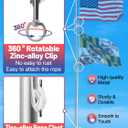 Flag Rope and Clips Kit - 50ft Flag Pole Rope Halyard with Cleat Hook & 4 Pcs Swivel Snap Clips for Flagpoles Up to 25ft, Outdoor Porch Flagpoles Repair Replacement Parts Accessories (White)