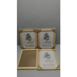 8x10 Picture Frame 4 Pack, Textured Natural Wood, HD Tempered Glass, Gallery Photo Frame, Table or Wall Display