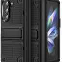 Jeylly for Samsung Galaxy Z Fold 5 Case with Kickstand, Military Grade Hinge Protection Hard PC Soft TPU Bumper Shockproof Protective Cover for Samsung Galaxy Z Fold 5, Black